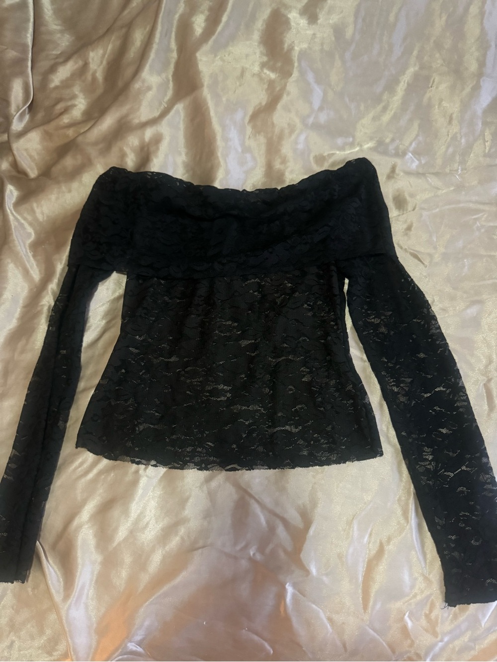 Boohoo Black Lace Off-Shoulder Top